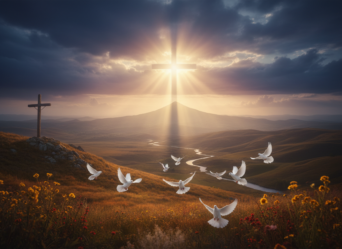 Golden light breaking through darkness symbolizing hope and freedom